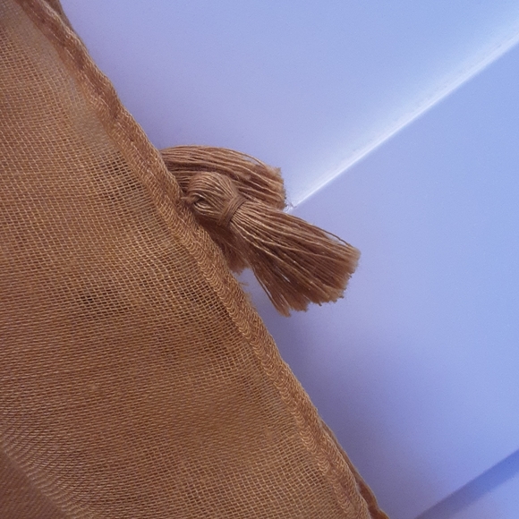 Mustard Color Summer Scarf with tassels - Picture 1 of 2